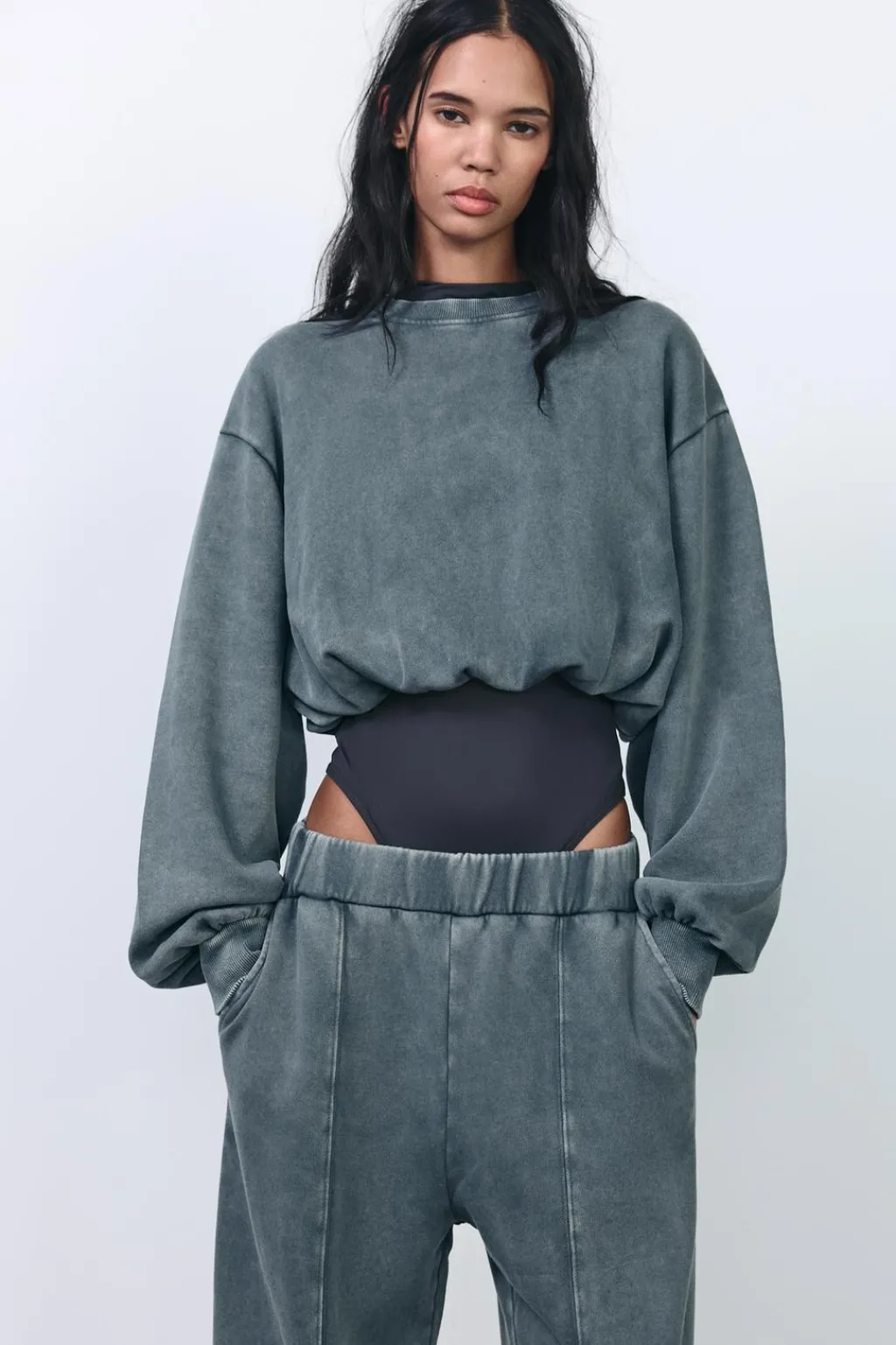 Clearance SUDADERA CROP EFECTO LAVADO Mujer Sudaderas / Joggers