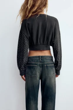 Discount SUDADERA CROP LAVADA JOYAS Mujer Sudaderas / Joggers