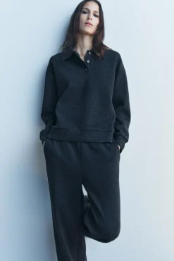 New SUDADERA CUELLO POLO SOFT Mujer Sudaderas / Joggers