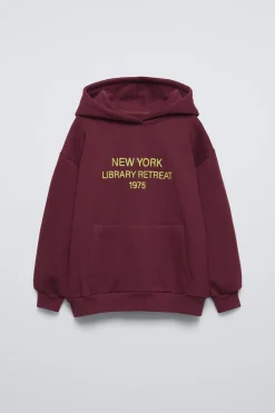 Niños ZARA 6 - 14 Años·Sudaderas|6 - 14 Años·Deporte / Jogging<SUDADERA FORRADA CAPUCHA TEXTO