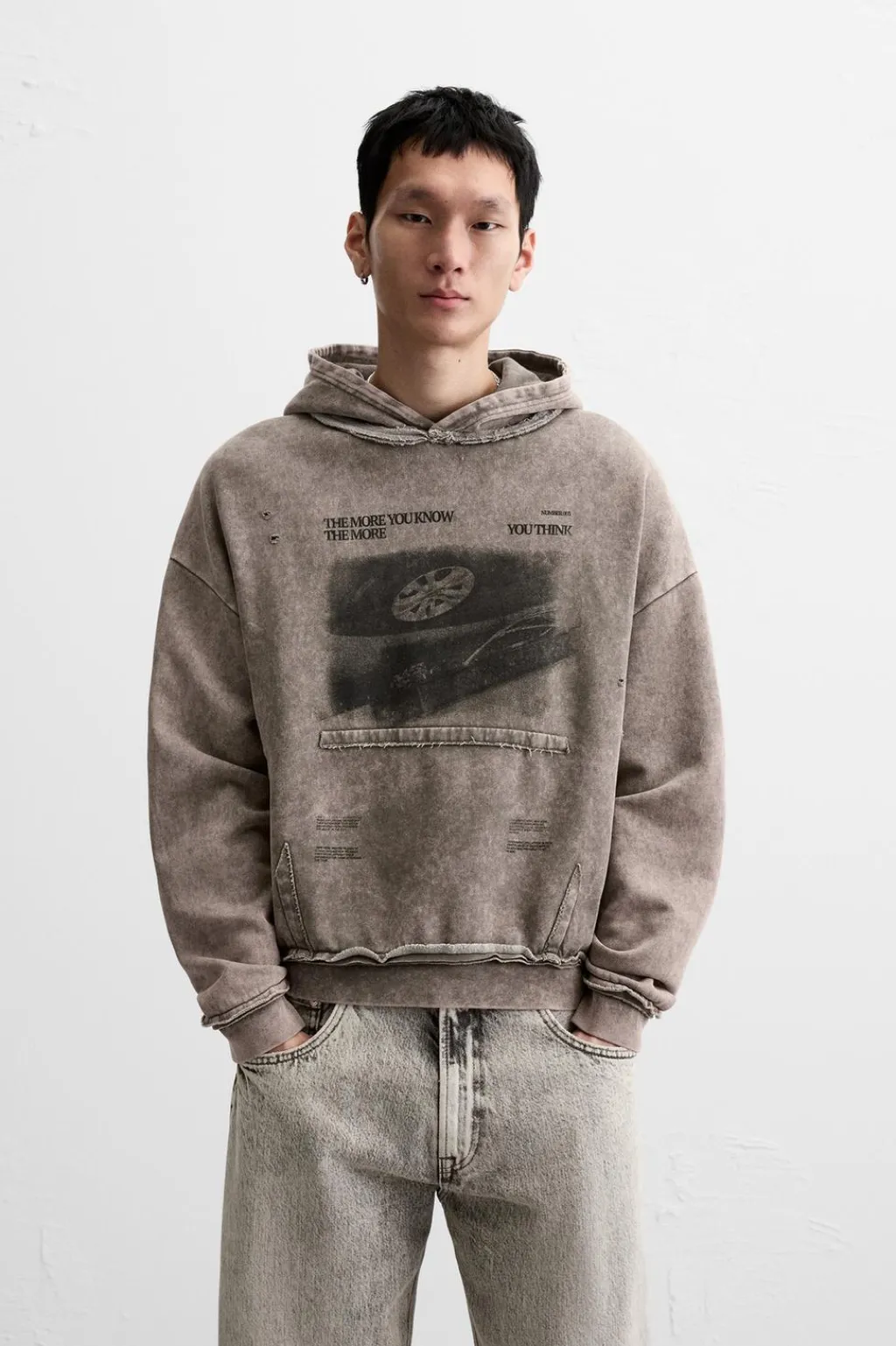 Outlet SUDADERA LAVADA ESTAMPADO Hombre Sudaderas