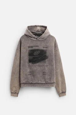Outlet SUDADERA LAVADA ESTAMPADO Hombre Sudaderas