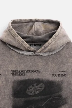 Outlet SUDADERA LAVADA ESTAMPADO Hombre Sudaderas