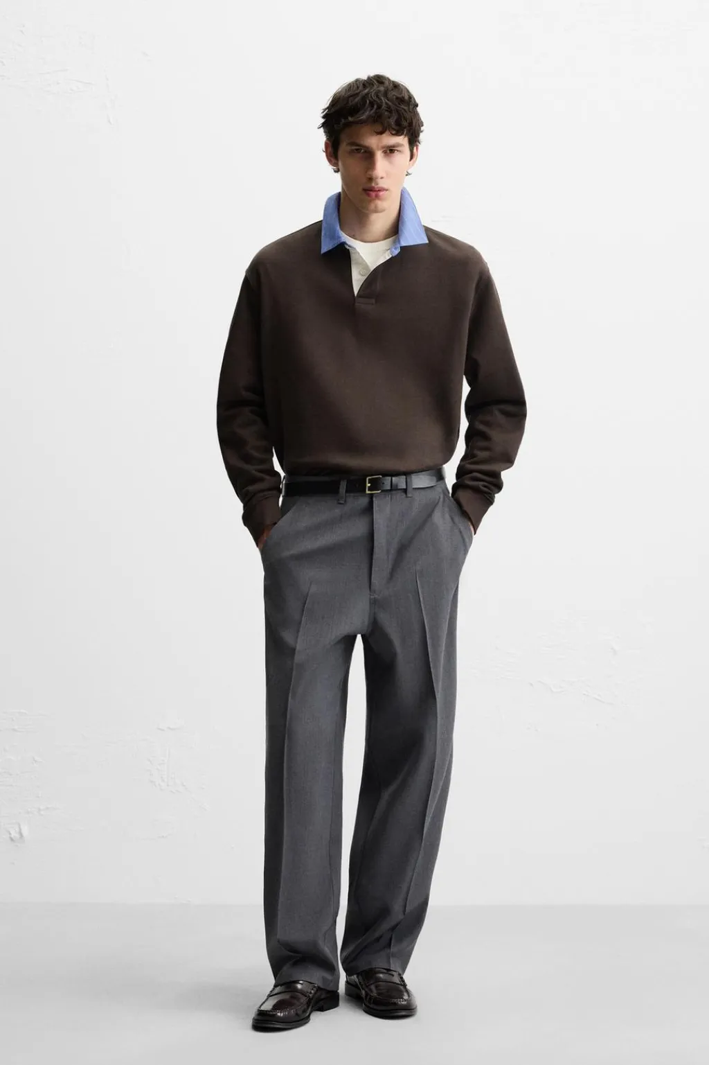 Fashion SUDADERA POLO CUELLO COMBINADO Hombre Polos