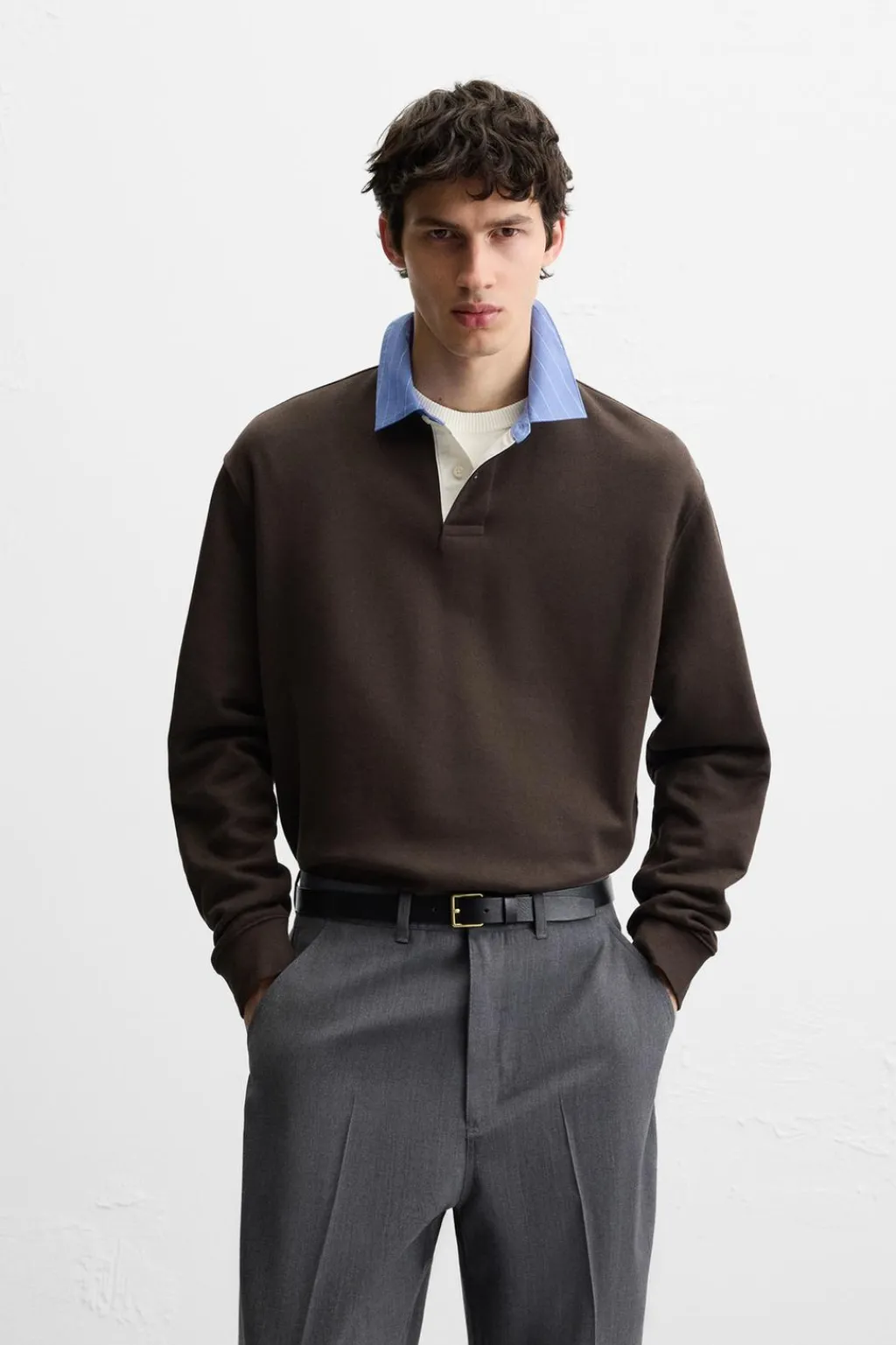Fashion SUDADERA POLO CUELLO COMBINADO Hombre Polos