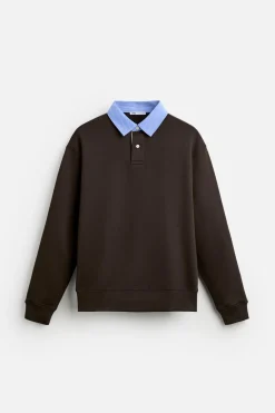 Fashion SUDADERA POLO CUELLO COMBINADO Hombre Polos
