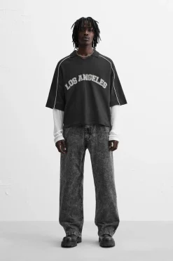 Hot SUDADERA POLO TEXTO CONTRASTE Hombre Camisetas|Polos
