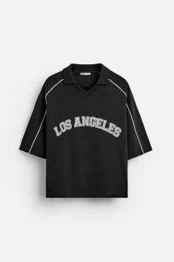 Hot SUDADERA POLO TEXTO CONTRASTE Hombre Camisetas|Polos
