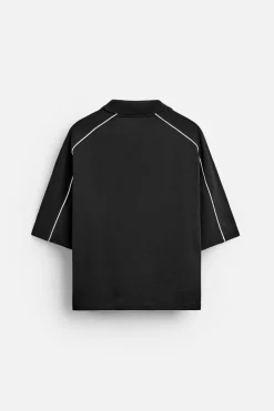 Hot SUDADERA POLO TEXTO CONTRASTE Hombre Camisetas|Polos