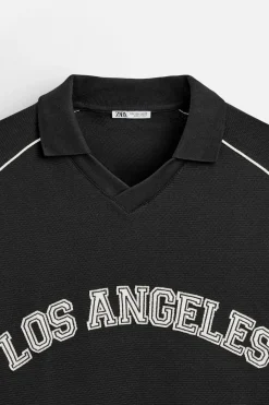 Hot SUDADERA POLO TEXTO CONTRASTE Hombre Camisetas|Polos