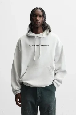 Sale SUDADERA TEXTO BORDADO Hombre Sudaderas