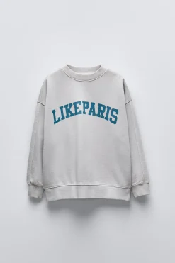 Niños ZARA 6 - 14 Años·Sudaderas<SUDADERA TEXTO CRAQUELADO