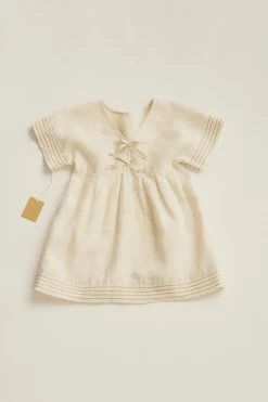 Niños ZARA 1½ - 6 Años·Vestidos / Petos|6 - 18 Meses·Vestidos / Monos<TIMELESZ- VESTIDO LINO PESPUNTES