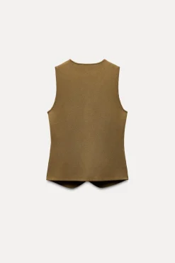 Sale TOP CHALECO PUNTO BOTÓN DORADO Mujer Cárdigan / Jerséis|Punto