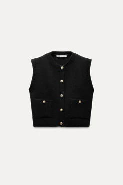 Best TOP CHALECO PUNTO LISO Mujer Cárdigan / Jerséis|Punto