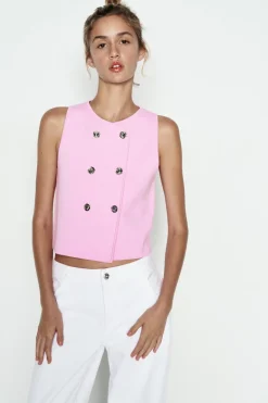 Sale TOP CORTO PUNTO LISO Mujer Cárdigan / Jerséis|Punto