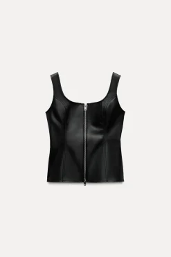 Sale TOP CREMALLERA EFECTO PIEL ZW COLLECTION Mujer Tops / Bodies
