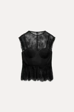 Sale TOP ENCAJE COMBINADO Mujer Tops / Bodies