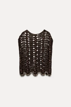 Sale TOP PUNTO ABIERTO ABALORIOS Mujer Cárdigan / Jerséis|Punto