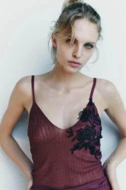 Fashion TOP PUNTO BORDADOS Mujer Tops / Bodies|Lenceria