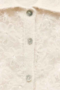 Sale TOP PUNTO ENCAJE LENTEJUELAS Mujer Cárdigan / Jerséis|Punto