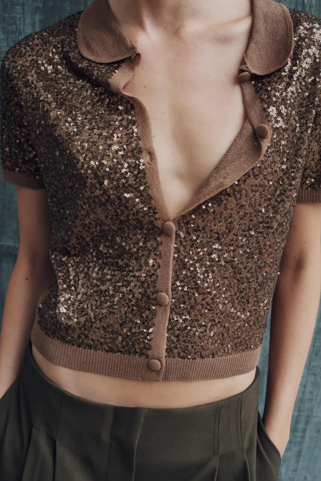 Sale TOP PUNTO LENTEJUELAS Mujer Cárdigan / Jerséis|Punto