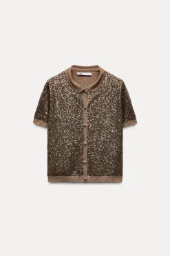 Sale TOP PUNTO LENTEJUELAS Mujer Cárdigan / Jerséis|Punto