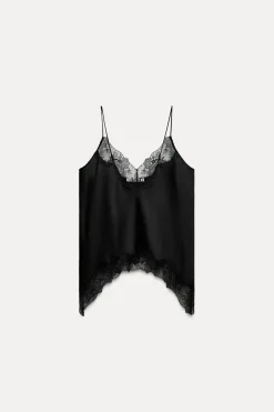Outlet TOP SATINADO ENCAJE ZW COLLECTION Mujer Tops / Bodies