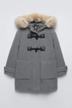 Niños ZARA 6 - 14 Años·Abrigos<TRENKA CAPUCHA EFECTO PELO
