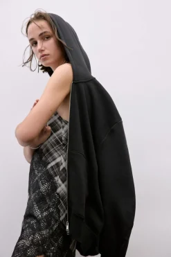 Clearance VESTIDO ASIMÉTRICO CUADROS ENCAJE Mujer Vestidos|Lenceria