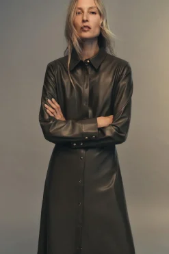 Best VESTIDO CAMISERO EFECTO PIEL Mujer Vestidos