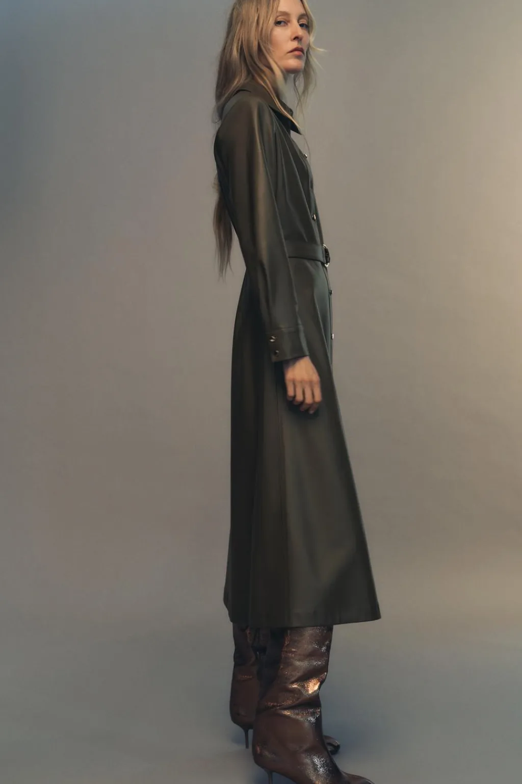 Best VESTIDO CAMISERO EFECTO PIEL Mujer Vestidos