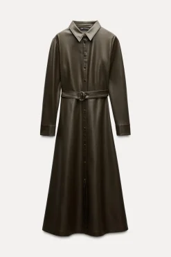 Best VESTIDO CAMISERO EFECTO PIEL Mujer Vestidos