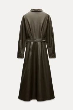 Best VESTIDO CAMISERO EFECTO PIEL Mujer Vestidos