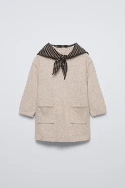 Niños ZARA 1½ - 6 Años·Vestidos / Petos|1½ - 6 Años·Punto<VESTIDO COMBINADO CON PAÑOLETA CUADROS