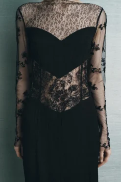 Clearance VESTIDO COMBINADO ENCAJE ABALORIOS Mujer Vestidos|Lenceria
