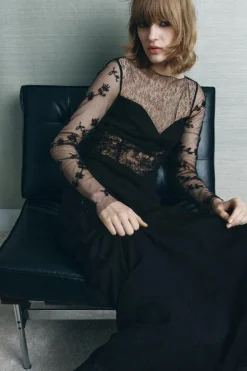 Clearance VESTIDO COMBINADO ENCAJE ABALORIOS Mujer Vestidos|Lenceria