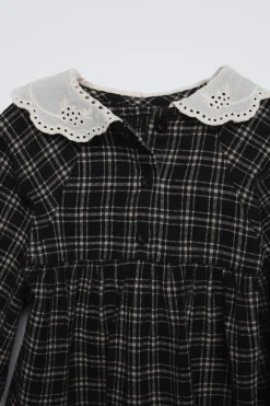 Niños ZARA 1½ - 6 Años·Vestidos / Petos|6 - 18 Meses·Vestidos / Monos<VESTIDO CUADROS CUELLO BORDADO