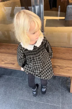 Niños ZARA 1½ - 6 Años·Vestidos / Petos|6 - 18 Meses·Vestidos / Monos<VESTIDO CUADROS CUELLO BORDADO