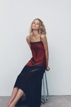 Sale VESTIDO LENCERO COMBINADO ENCAJE Mujer Vestidos|Lenceria