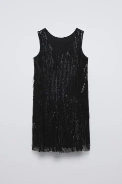 Niños ZARA 6 - 14 Años·Vestidos / Monos<VESTIDO LENTEJUELAS FLECOS