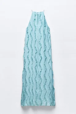 Sale VESTIDO MIDI HALTER FLECOS Mujer Vestidos