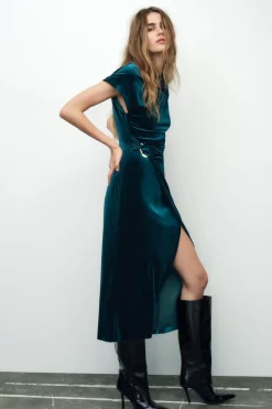 Sale VESTIDO MIDI TERCIOPELO Mujer Vestidos