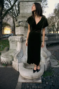 Sale VESTIDO MIDI TERCIOPELO Mujer Vestidos