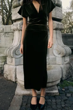Sale VESTIDO MIDI TERCIOPELO Mujer Vestidos