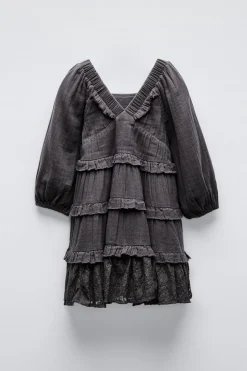 Niños ZARA 6 - 14 Años·Vestidos / Monos<VESTIDO PANELES ENCAJE