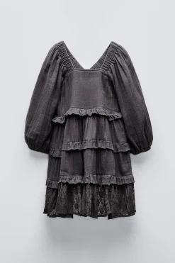 Niños ZARA 6 - 14 Años·Vestidos / Monos<VESTIDO PANELES ENCAJE