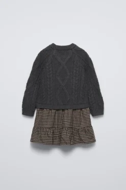 Niños ZARA 1½ - 6 Años·Vestidos / Petos|1½ - 6 Años·Punto<VESTIDO PUNTO COMBINADO CUADROS