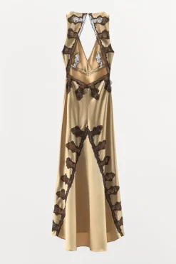 Outlet VESTIDO SATINADO ENCAJE Mujer Vestidos|Lenceria