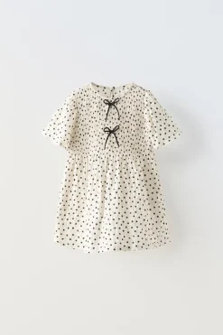 Niños ZARA 1½ - 6 Años·Vestidos / Petos|6 - 18 Meses·Vestidos / Monos<VESTIDO TEXTURA TOPOS LAZOS